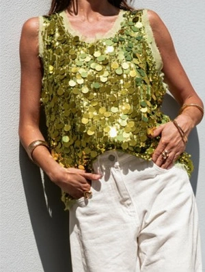 Pullover Sequin Loose Tanks  Camisoles