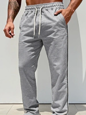 Drawstring Mid-rise Straight Long Pant  Cropped