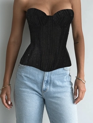 Fishbone Straight Across Sleeveless Backless Corset 