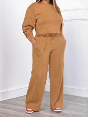 Plain Color Loose Casual Sweatshirt Pant Sets