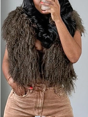Fluff Halter Backless Lace-Up Hooded Tops