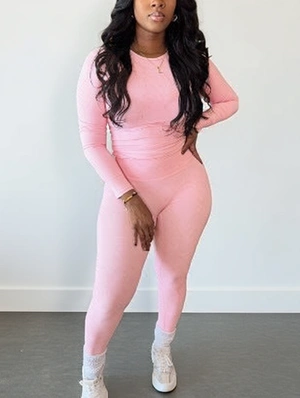 Athleisure Plain Color Bodycon Pant Sets