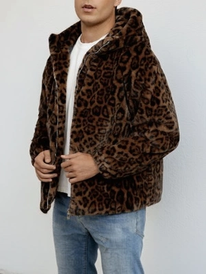 Contrast Color Leopard Loose Short Coats