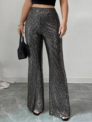 Pure Color Sequin Mid-rise Pants