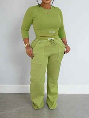 Plain Bodycon Sweatshirt Pant Sets