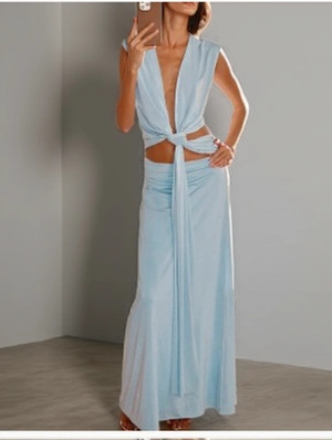 Asymmetrical Deep V Neck Maxi Dress