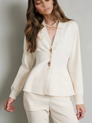Knitting Metal Buckle V Neck Cardigan