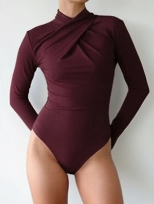 Ruched Wrap Fitted Long Sleeve Bodysuits