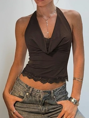 Hollow-out Lace Up European Tanks  Camisoles