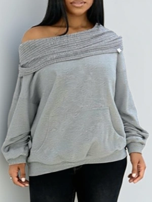 Inclined Shoulder Loose Hoodies Sweatshirts