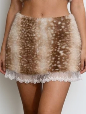 Animal Spotted Lace Panel Fluff Skirts