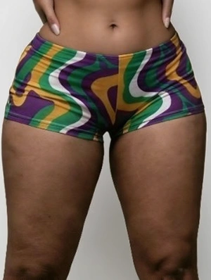Colorblock Printed Bodycon Shorts