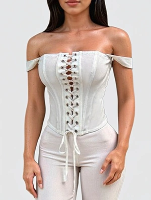 Patchwork Tie-wrap Strapless Tanks Camisoles