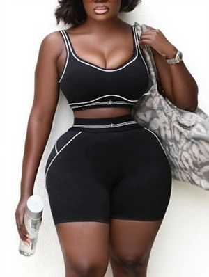 Athleisure Backless Cropped Short Sets