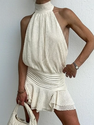 Halter Backless Mid-rise Sleeveless Dress