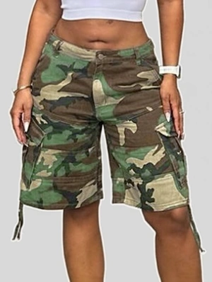 Camo Multi Pocket Cargo Knee Shorts