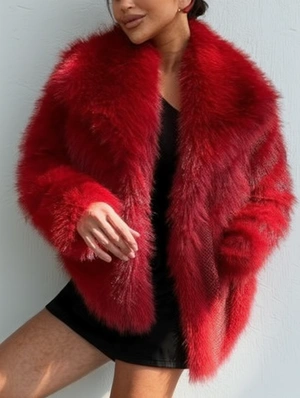 Fluff Plain Color Lapel Fur Coats