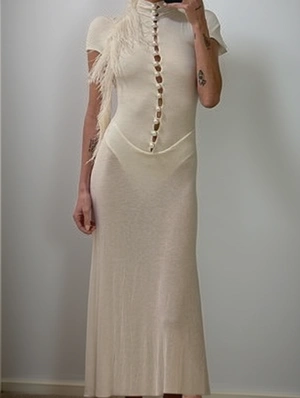Hollow-out Pullover Single Breasted Short Sleeve Dress