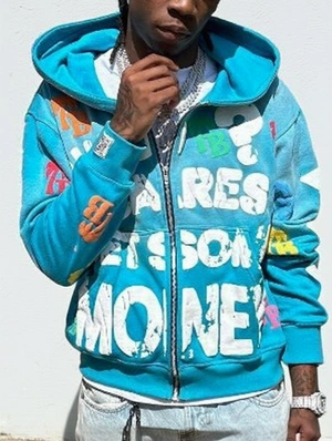 Graphic Loose Zipper Hoodies Sweatshirt