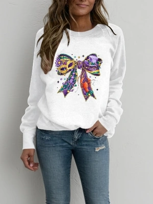 Mardi Gras Bow Design Plus Size Carnival Party Sweatshirt