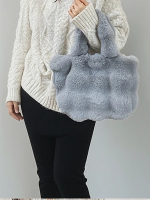 Plain Color Fluff Square Plush Handbags