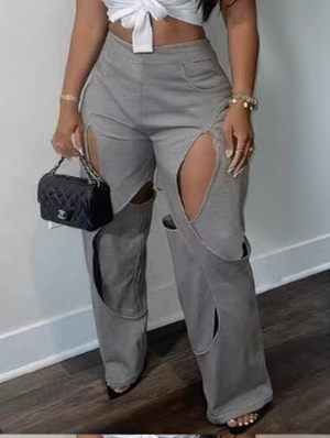 Irregular Hollow-out Loose Pants