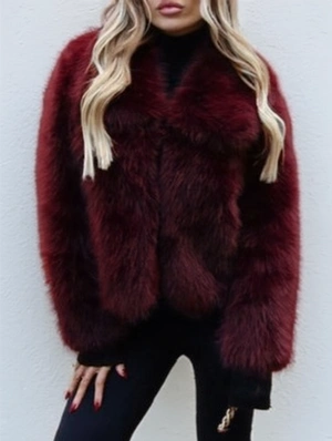 Plain Color Lapel Fake Fur Coats