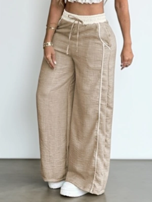 Colorblock Line High Rise Wide Leg Pants