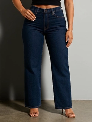 Plain Color Washed Denim Straight Jeans