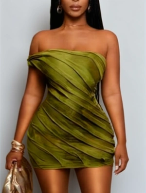 Irregular Tie Dye Strapless Mini Dress