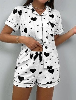 Heart Print Summer Shorts Pajama Set