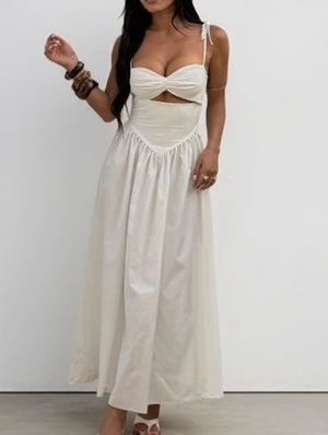 Lace Up Solid Color Spaghetti Straps Seductive Sleeveless  Maxi Dress