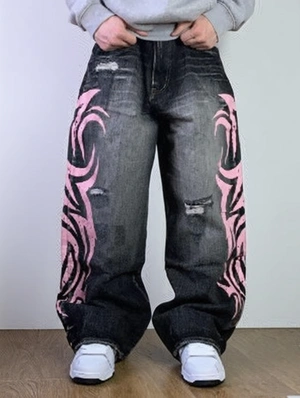 Washed Denim Loose Ripped Jeans