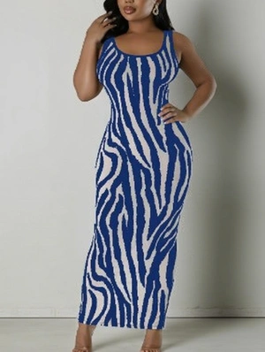 Reversible Zebra Sleeveless Maxi Dress