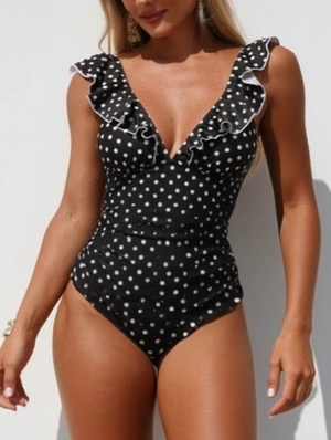 Polka Dots Ruffle Vintage One-Pieces