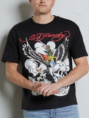 Dagger Eagle Skull Printed Loose Tee