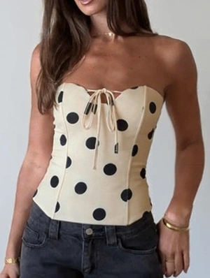 Dots Print Backless Straight Across Tanks