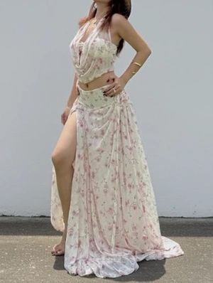 Disty Floral Halter Tube Skirt 3 Piece Sets