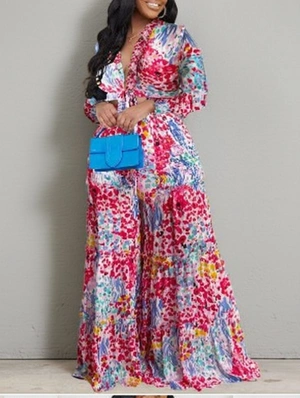Colorblock Bandage Shirt Flared Pant Sets