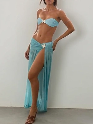 Butterfly Decor Bikinis Split Hem 3 Piece Sets