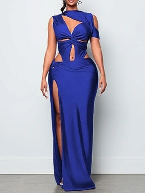 Sleeveless Hollow-out Split Hem Maxi Dress