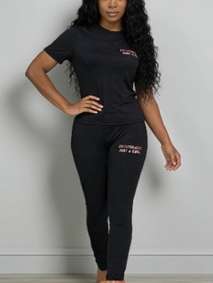 Letter Printed Bodycon Pant Sets