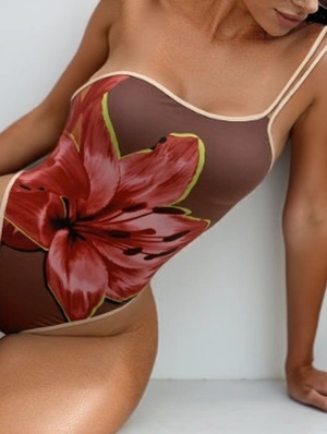 Floral One-shoulder Backless Swimsuits