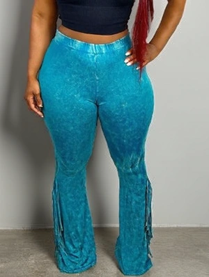 Tassel Bodycon Flare Leg Pants