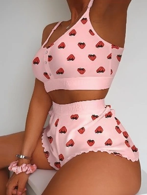 Strawberry Print 2-Piece Pajama Set