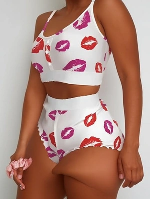 Lip Print Camisole And Shorts Pajamas Set