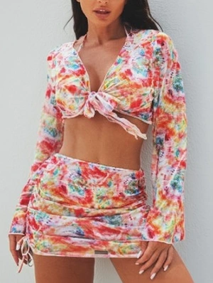 Floral Bikinis Smock Skirts 4 Piece Sets