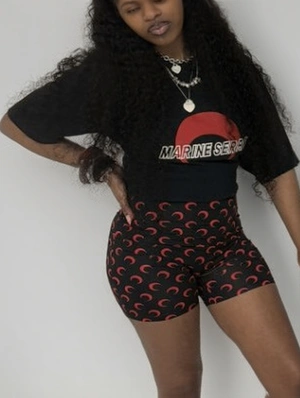 Crescent Letter Printed Casual Short Sets