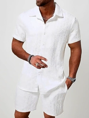 Men Solid 2 Piece Short Sleeve Shorts Sets