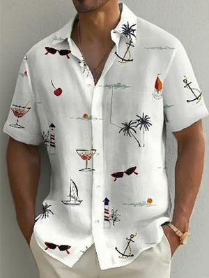 Men's Palm Tree Printed Leisure Shirts